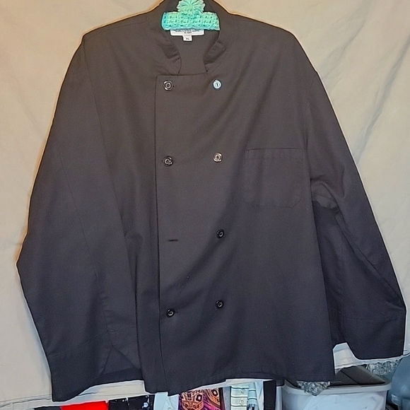 Chefs Coat Pro Series Black  XL Long Sleeved  Double breasted front - Picture 1 of 4